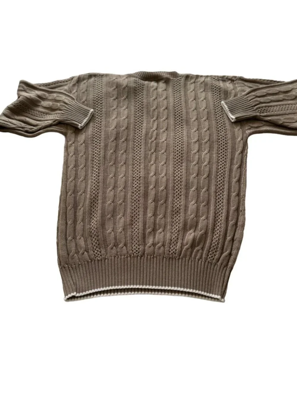 80's Women's Cable Knit Beige Made In USA Sweater SZ M Preppy Light Academia